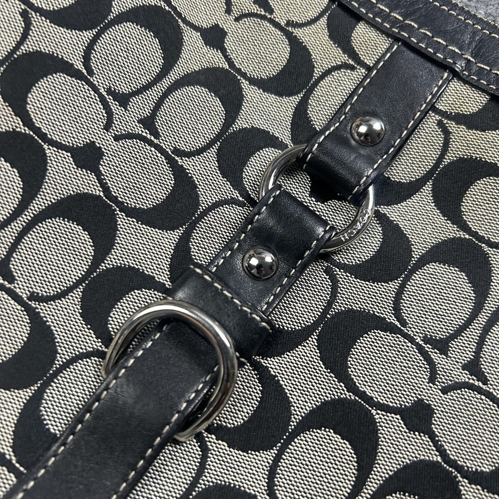 Coach Signature Avary Hobo Bag Womens Medium Black Jacquard Leather Shoulder - Picture 3 of 9